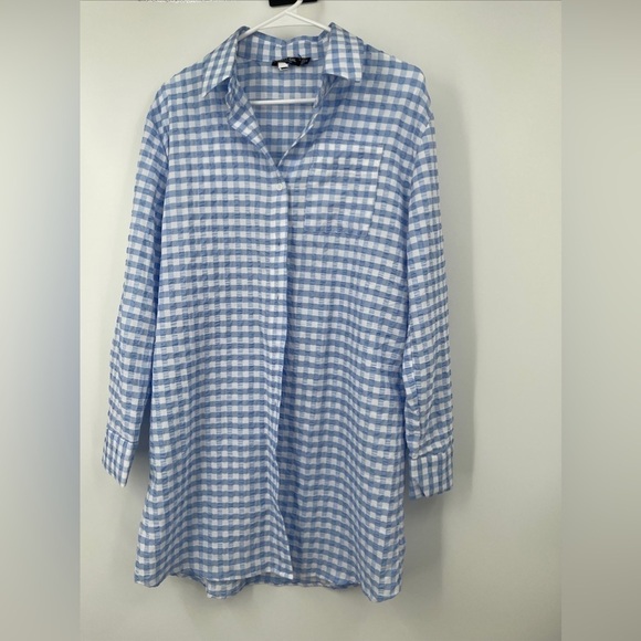 Nasty Gal Collection Gingham Check Oversized tunic Shirt sz 4 NWOT - Picture 1 of 5